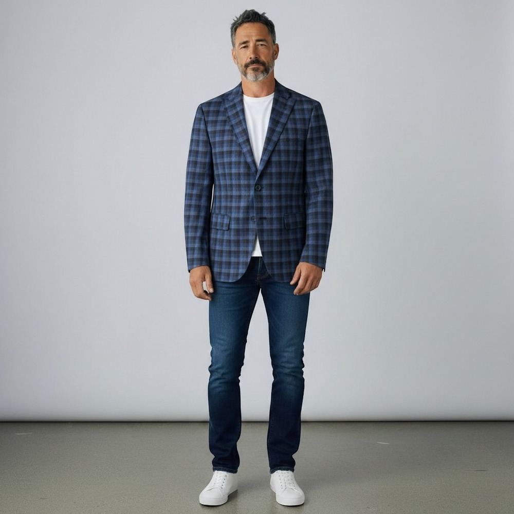 English Laundry Blazer Mens 40R Plaid 100% Wool 2-Button Single Breast